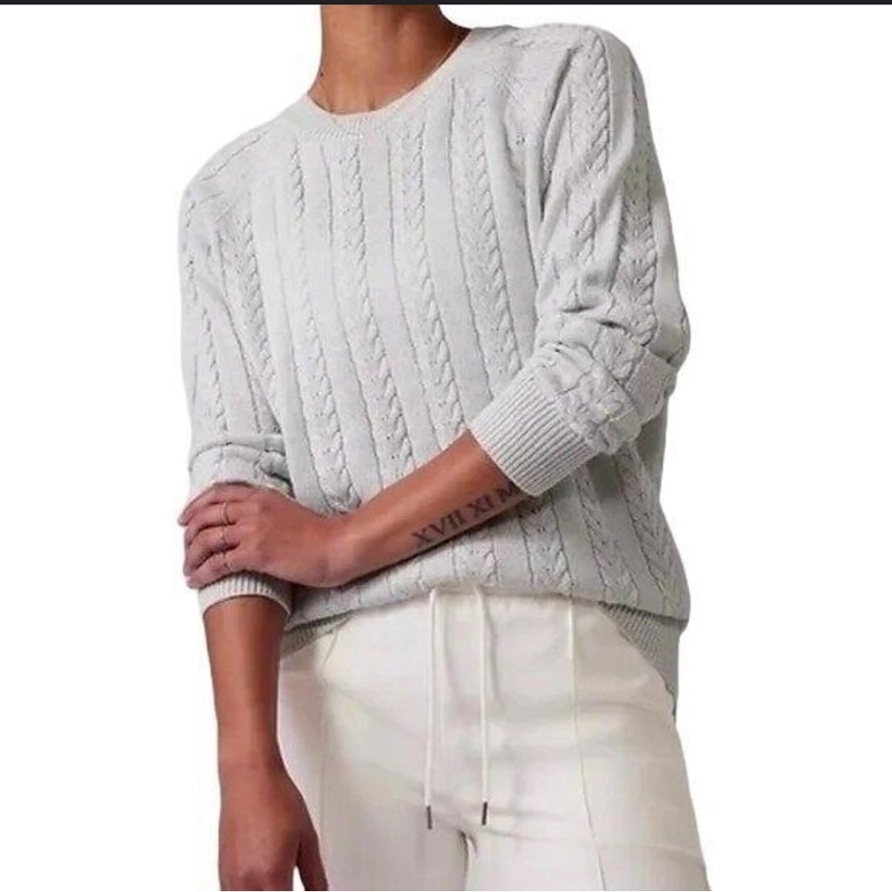 Athleta Crossroads Crew Cable Knit Metallic Size Medium